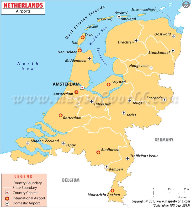 Airports In Netherlands Netherlands Airports Map