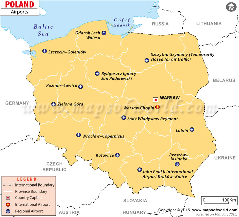 Airports in Poland, Poland Airports Map