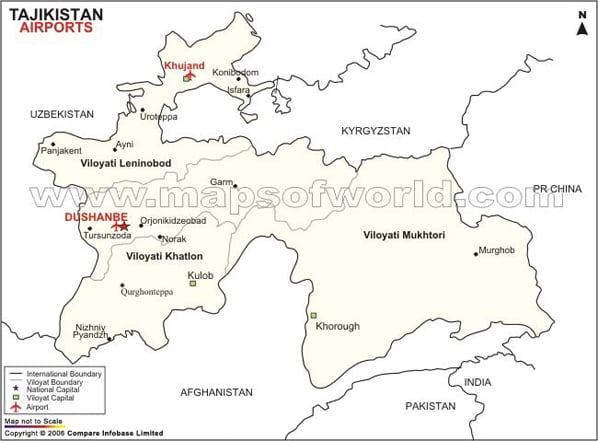 Tajikistan Airport Map