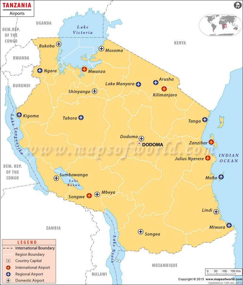 Tanzania Airport Map