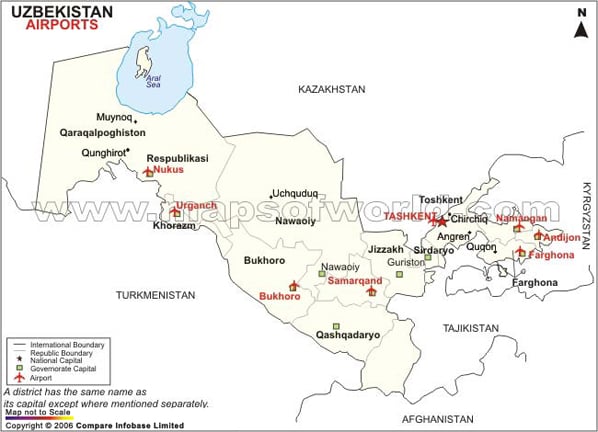 Uzbekistan Airport Map