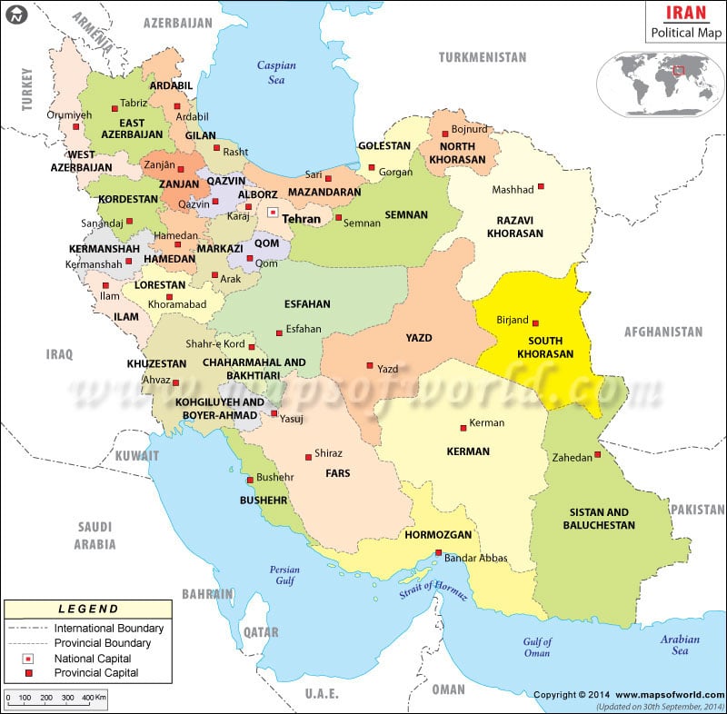 Political Map Of Iran Iran Provinces Map