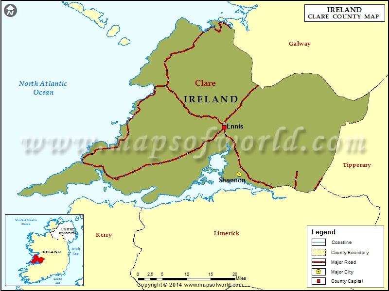 Clare Map Map Of Clare County Ireland