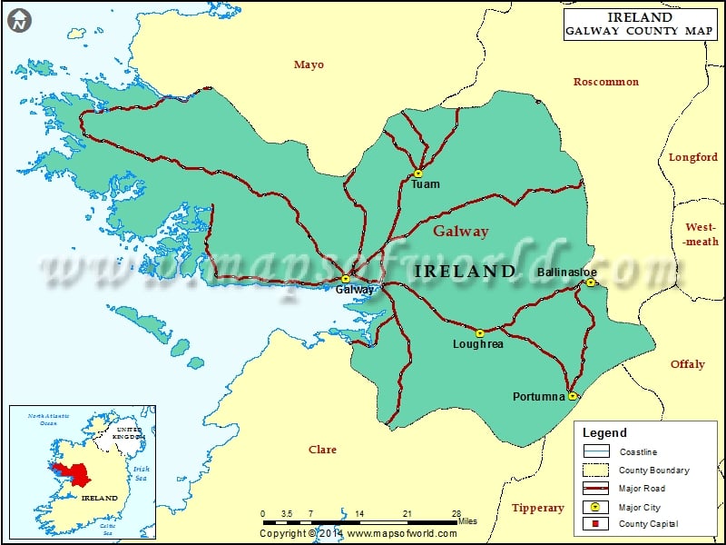 Galway County Map Ireland