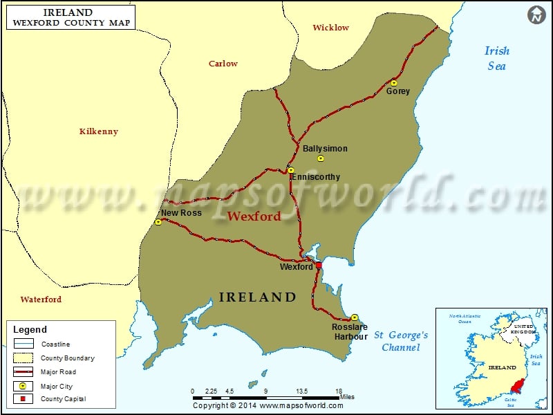 Wexford Map Map Of Wexford County Ireland