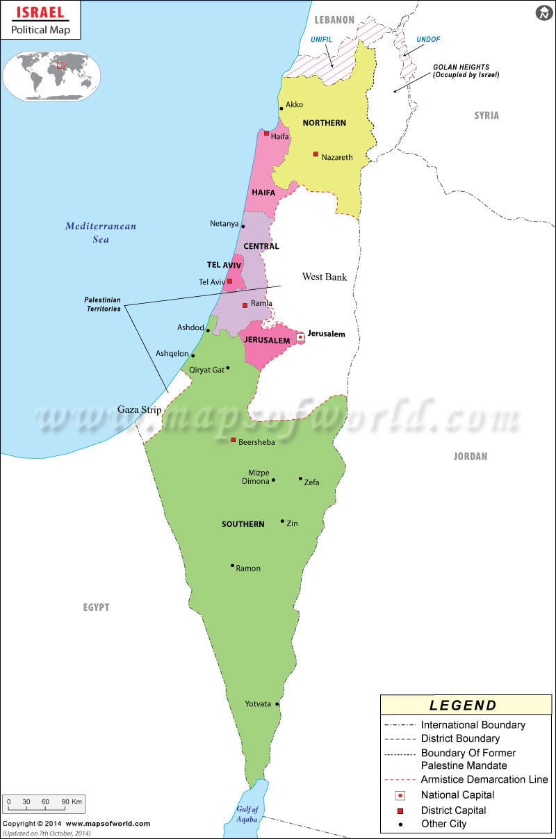 Political Map Of Israel Israel Districts Map