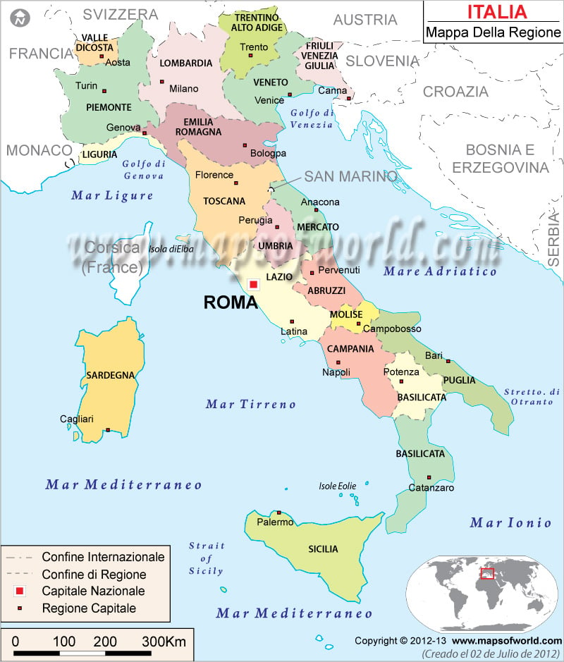 Mappa Italia Cartina Italia Italy Map In Italian