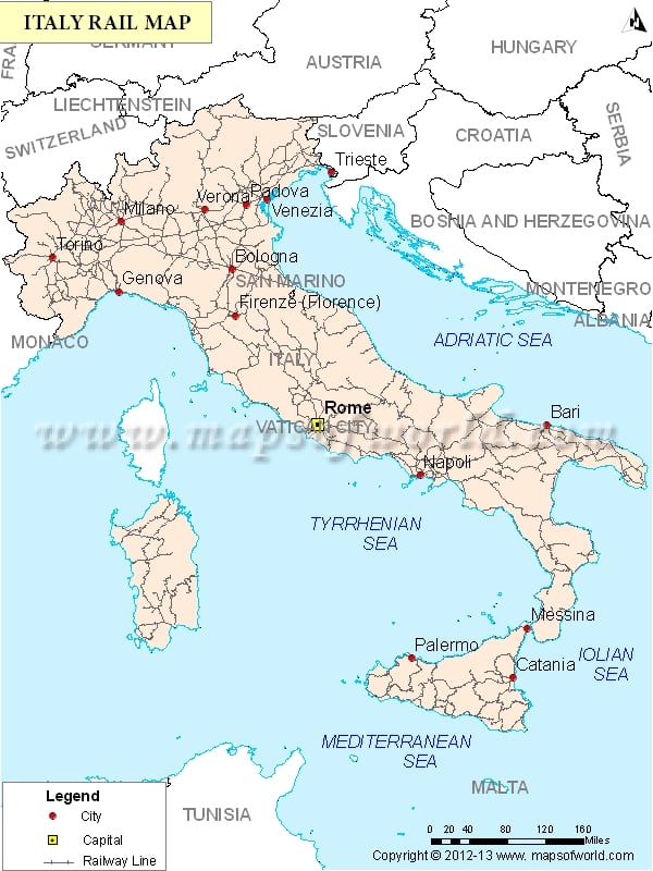 Italy Train Map Italy Rail Map