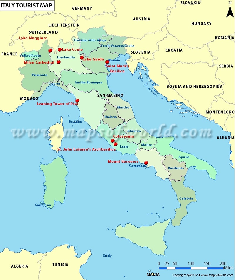 Italy Tourist Map Places To Visit In Italy