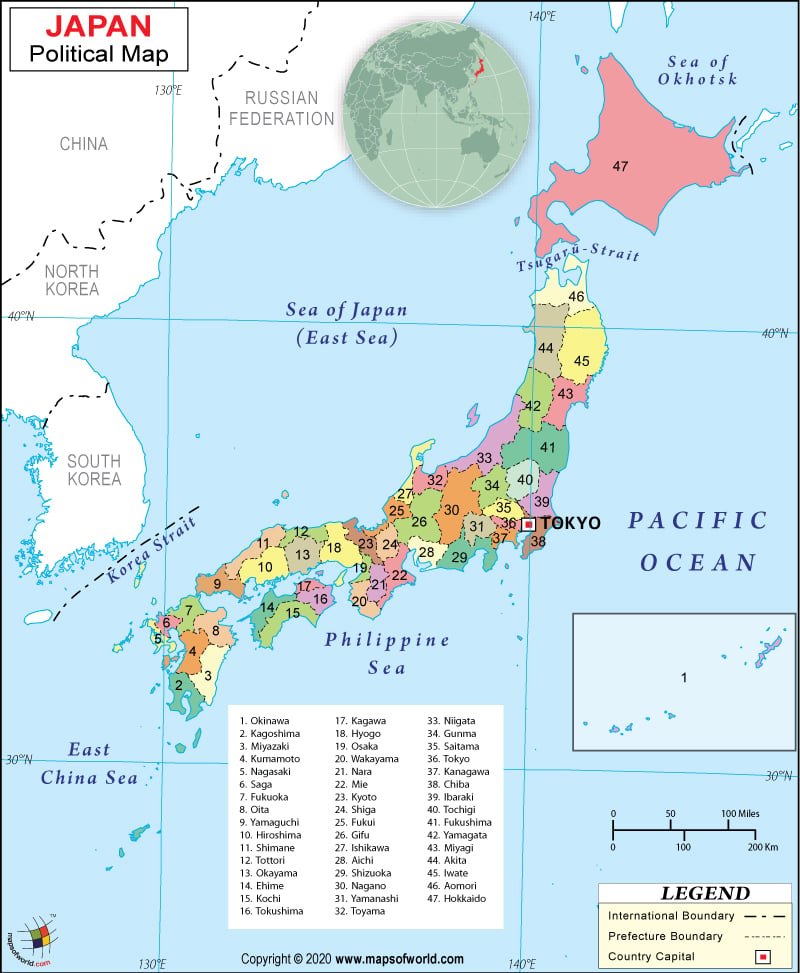 Political Map Of Japan Japan Prefectures Map
