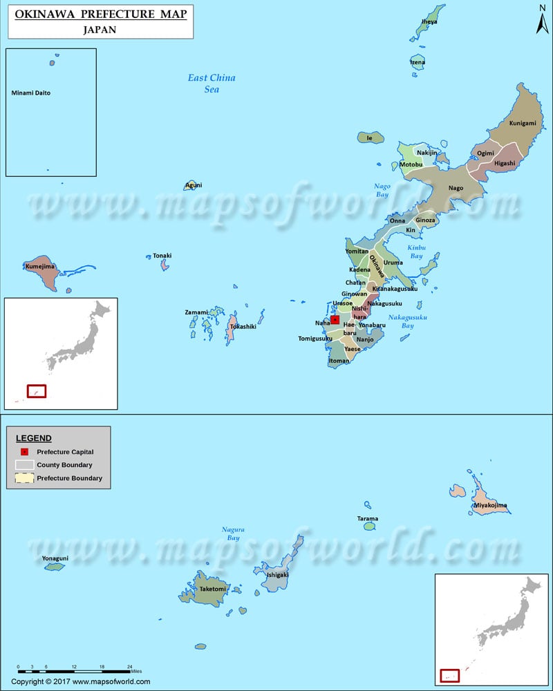 Okinawa Prefecture Map Map Of Okinawa Prefecture Japan