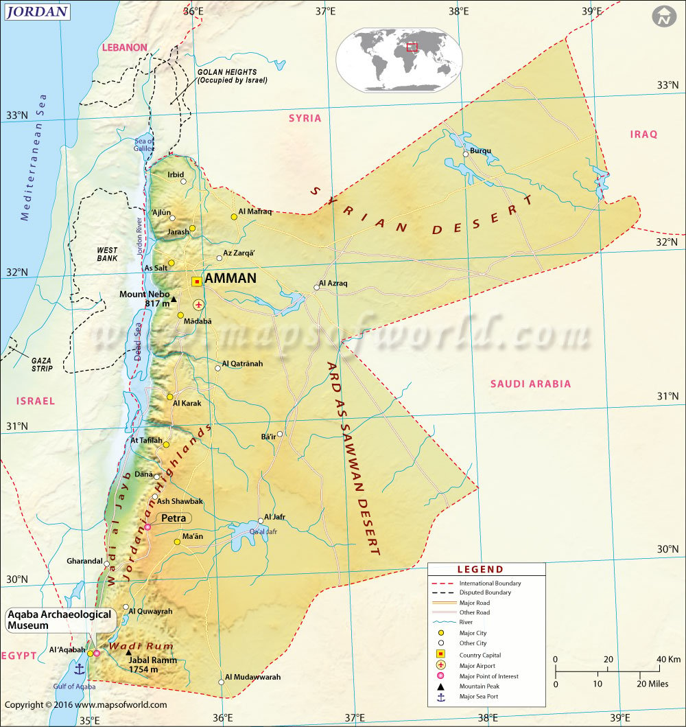 Where Is Jordan Located Location Map Of Jordan