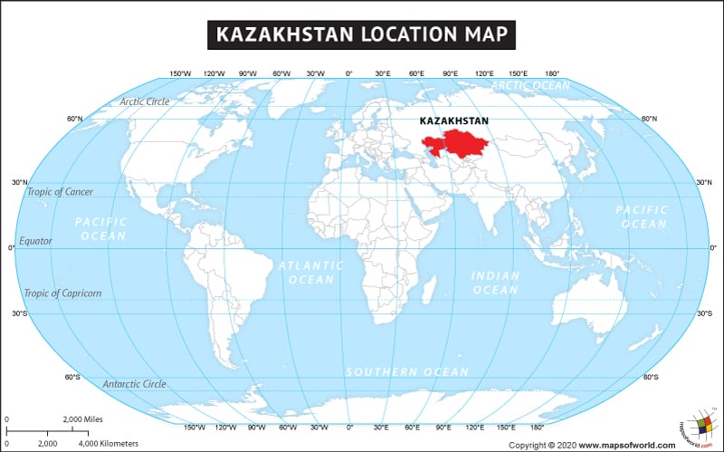 Where Is Kazakhstan Located Location Map Of Kazakhstan