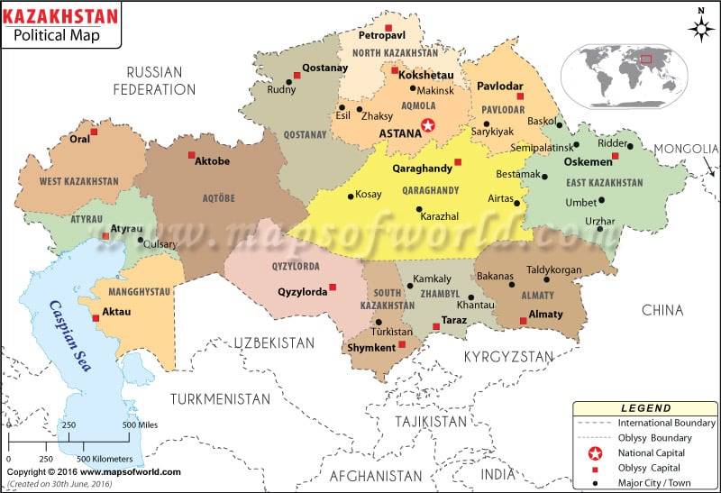 Political Map of Kazakhstan