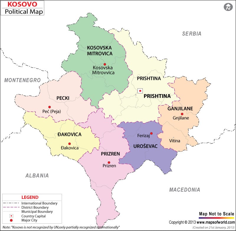 Political Map Of Kosovo