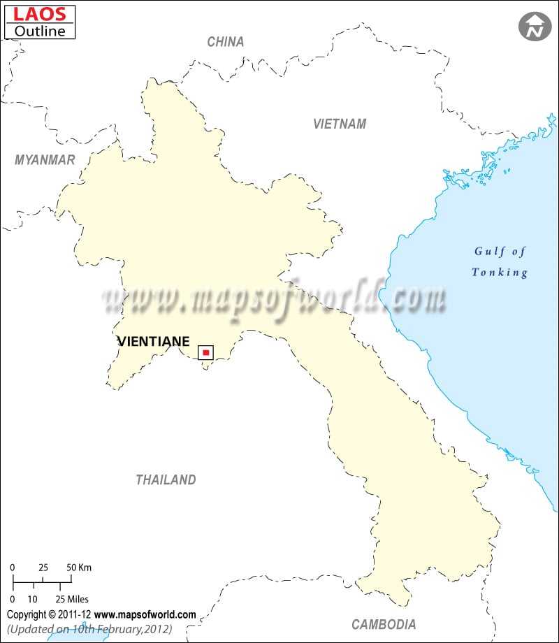 Laos Outline Map