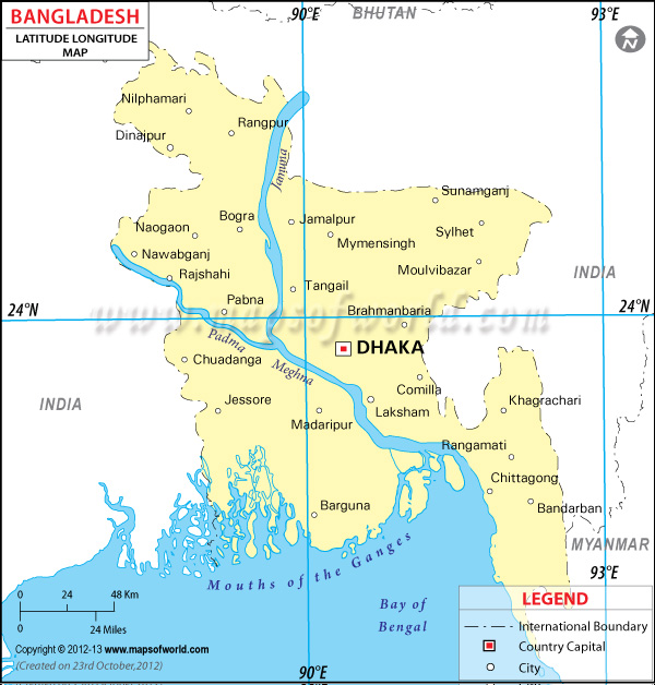 Bangladesh Latitude and Longitude Map