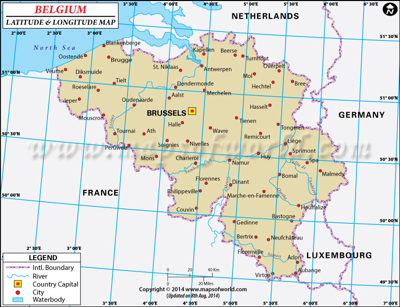 Belgium Latitude and Longitude Map