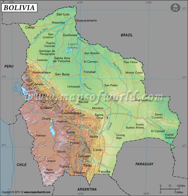 Bolivia Latitude and Longitude Map