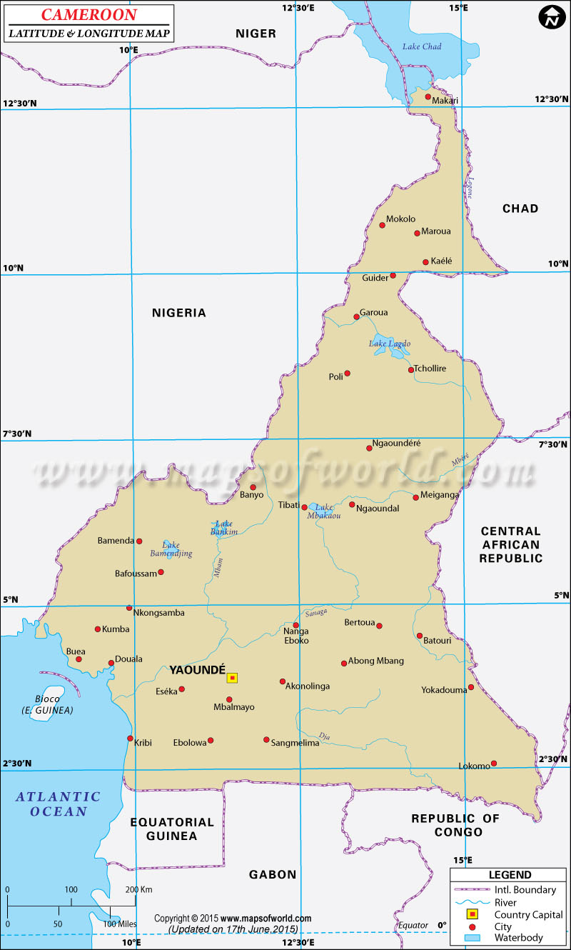 Cameroon Latitude and Longitude Map