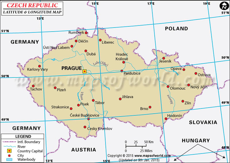 Czech Republic Latitude and Longitude Map