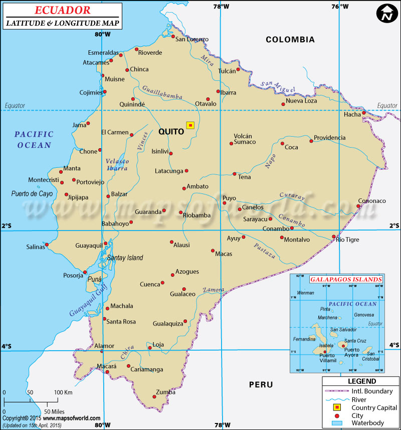 Ecuador Latitude and Longitude Map