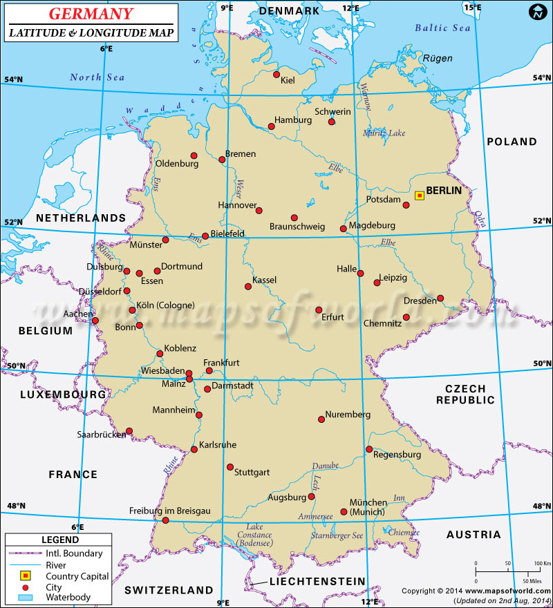 Germany Latitude And Longitude Map