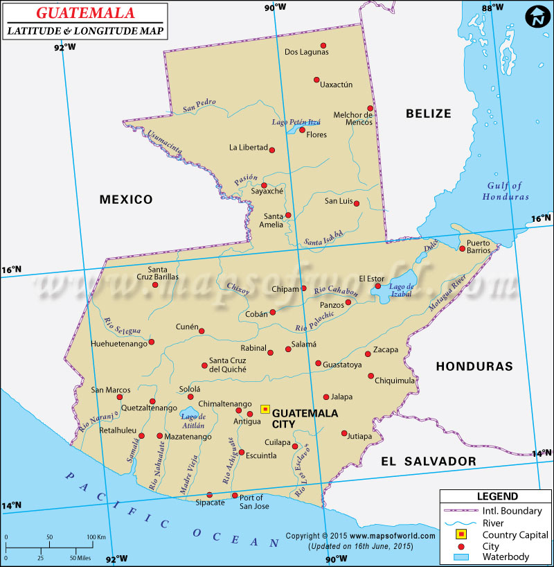 Guatemala Latitude and Longitude Map