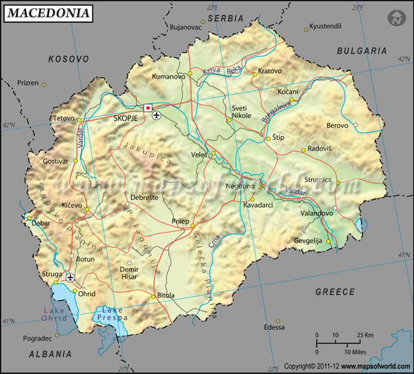 Macedonia Latitude and Longitude Map