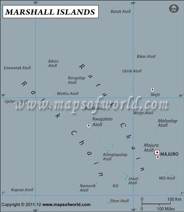 Marshal Island Latitude and Longitude Map