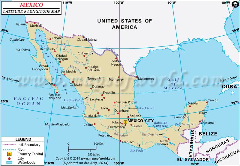 Mexico Latitude and Longitude (Latitud y Longitud de Mexico)