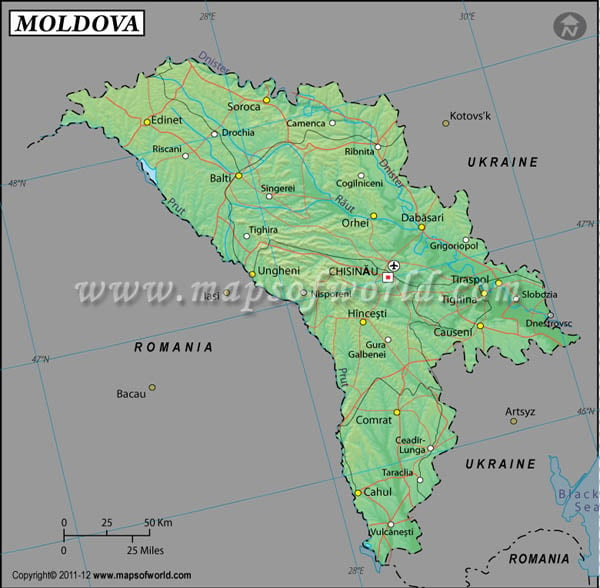 Moldova Latitude and Longitude Map