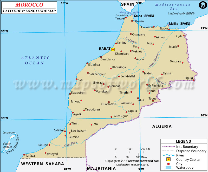 Morocco Latitude and Longitude Map