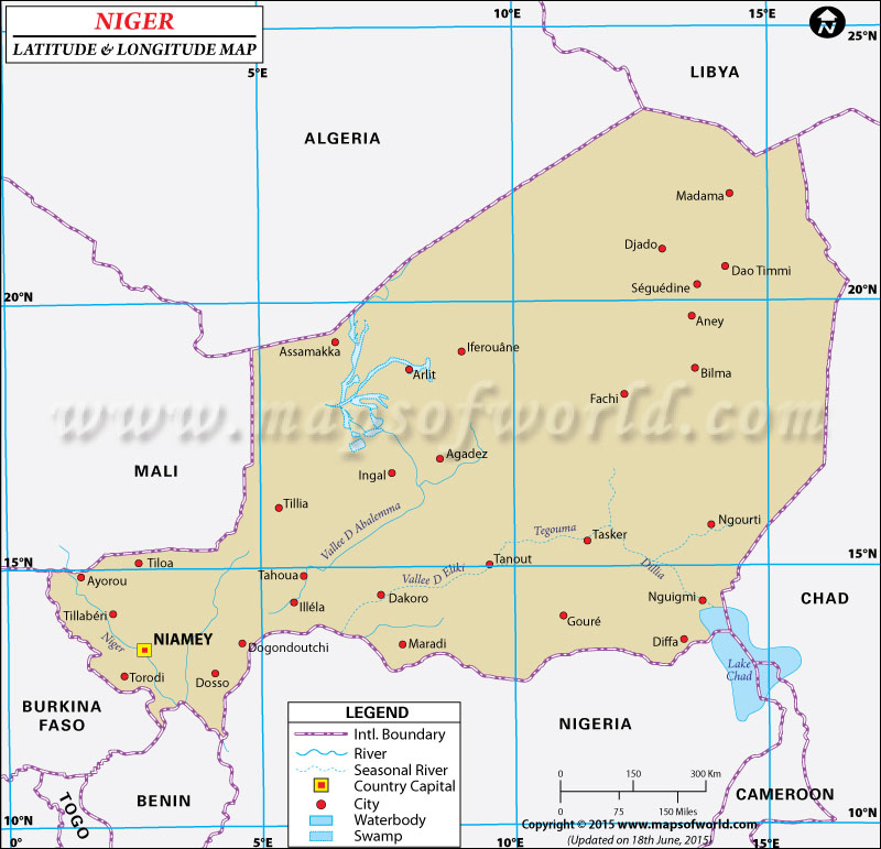 Niger Latitude and Longitude Map