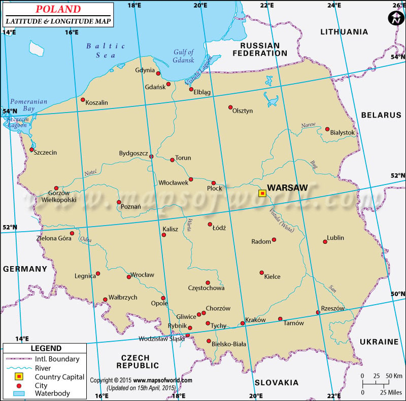 Poland Latitude and Longitude Map