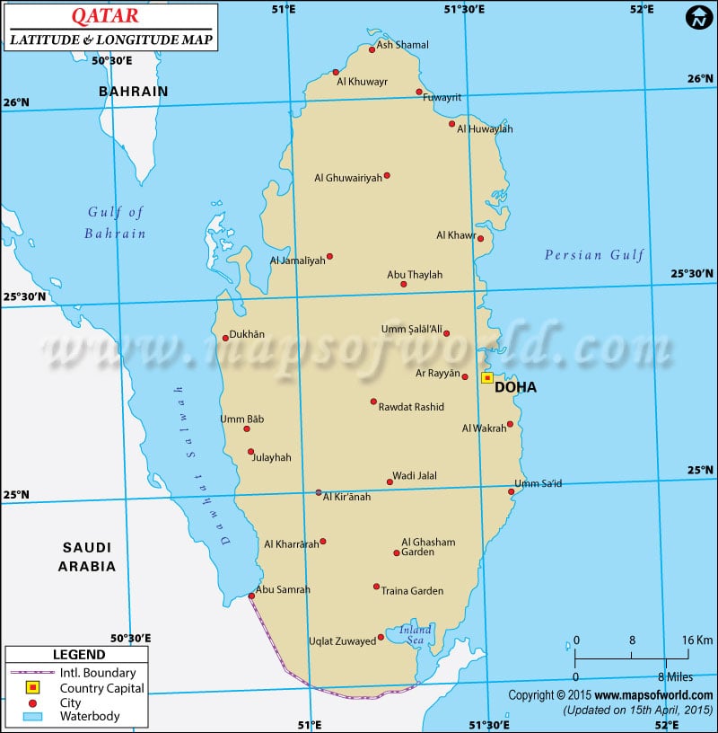 Qatar Latitude and Longitude Map