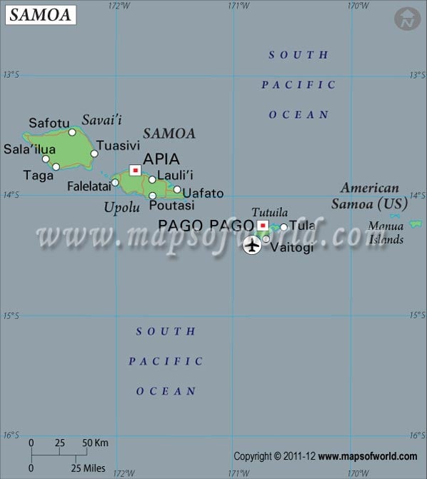 Samoa Latitude and Longitude Map