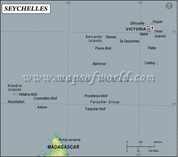 Seychelles Latitude and Longitude Map
