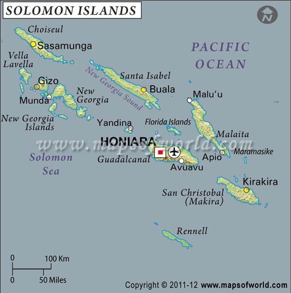 Solomon Islands Latitude and Longitude Map