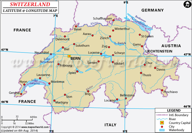 Switzerland Latitude and Longitude Map