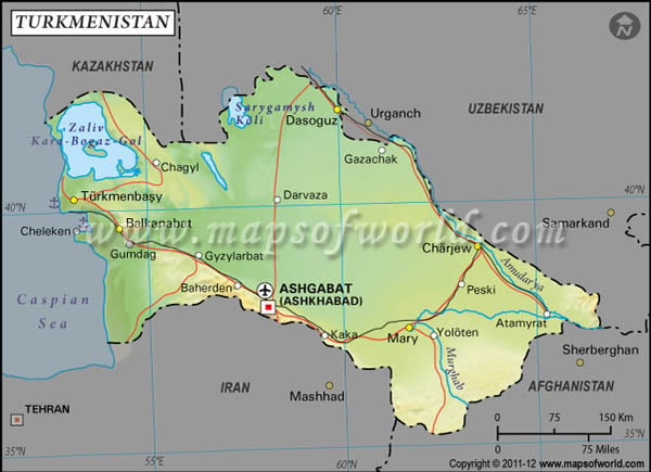 Turkmenistan Latitude and Longitude Map