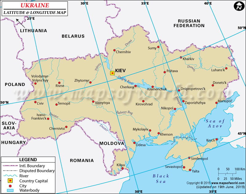 Ukraine Latitude and Longitude Map