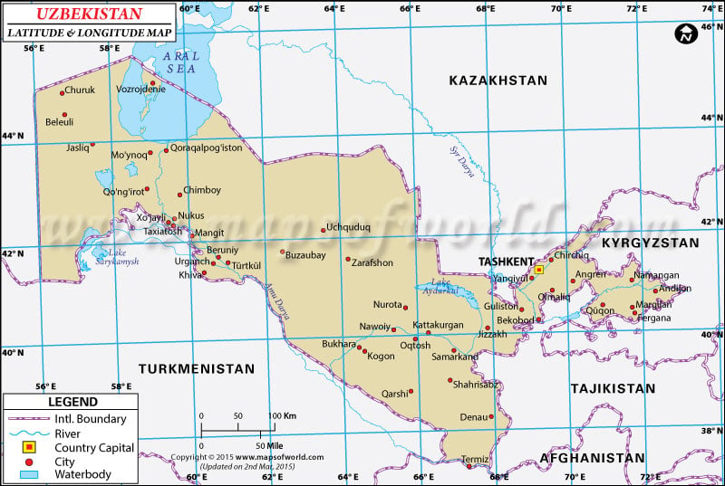 Uzbekistan Latitude and Longitude Map