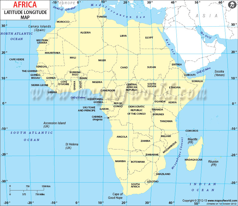 map of africa with longitude and latitude Africa Latitude And Longitude Map map of africa with longitude and latitude