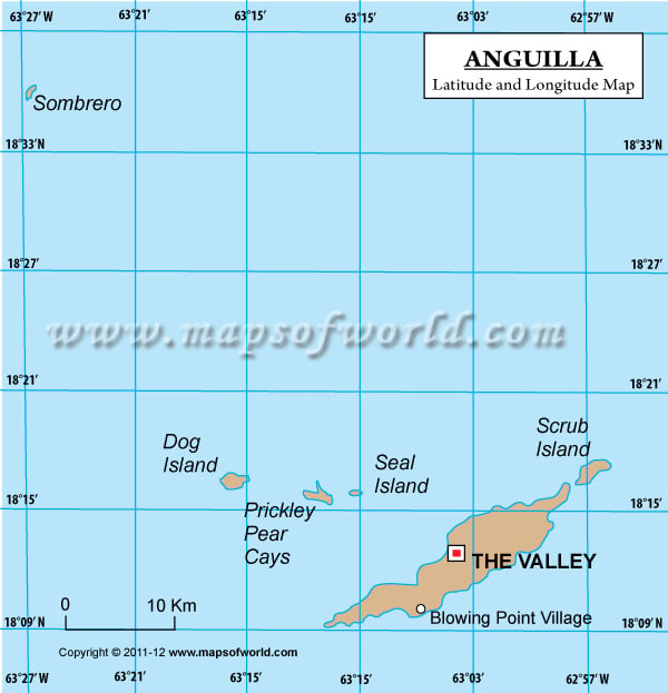 Anguilla Latitude and Longitude Map