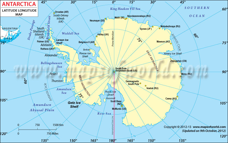 Antarctica Latitude and Longitude Map