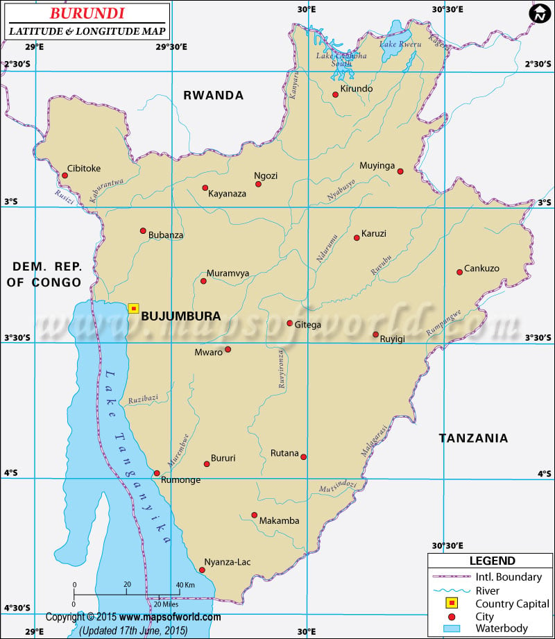 Burundi Latitude and Longitude Map