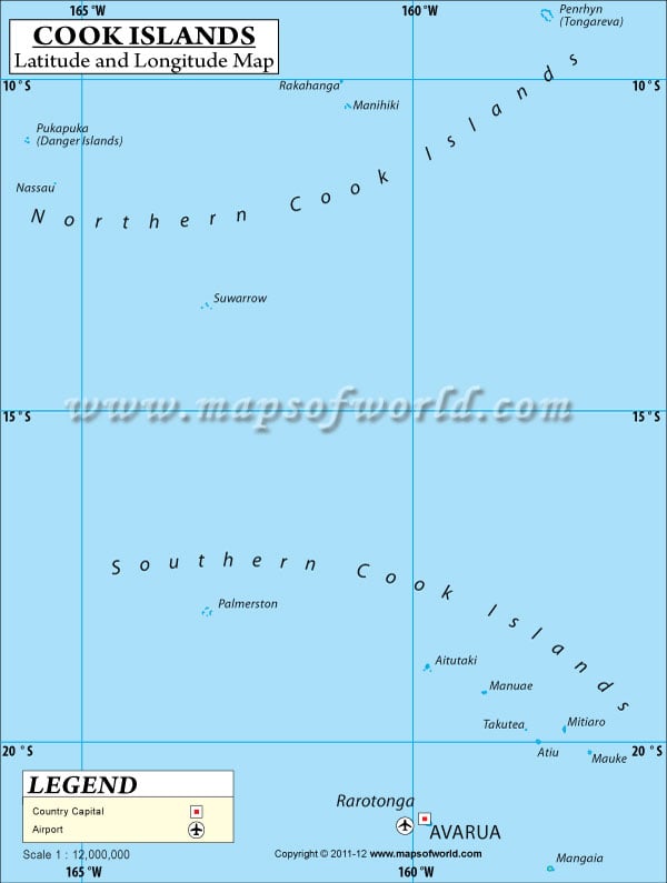 Cook Island Latitude and Longitude Map
