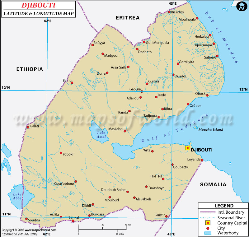 Djibouti Latitude and Longitude Map