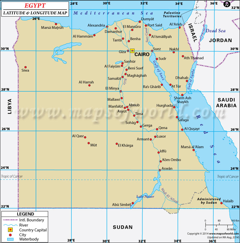 Egypt Latitude and Longitude Map